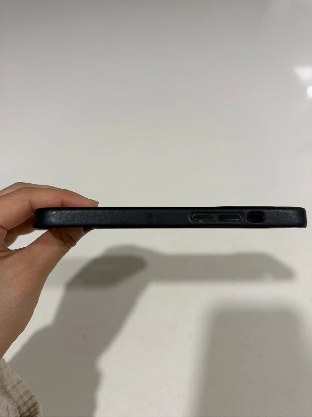 APPLE 14 Pro Black Leather iPhone Case